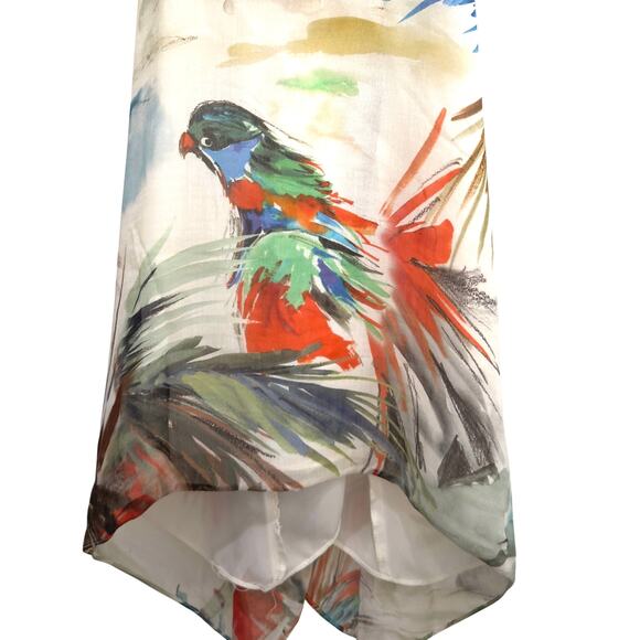 Milly Bird Parrot Print Silk Blend Tank Top Lined Size 2 Flowy Sexy Tropical - Picture 3 of 6